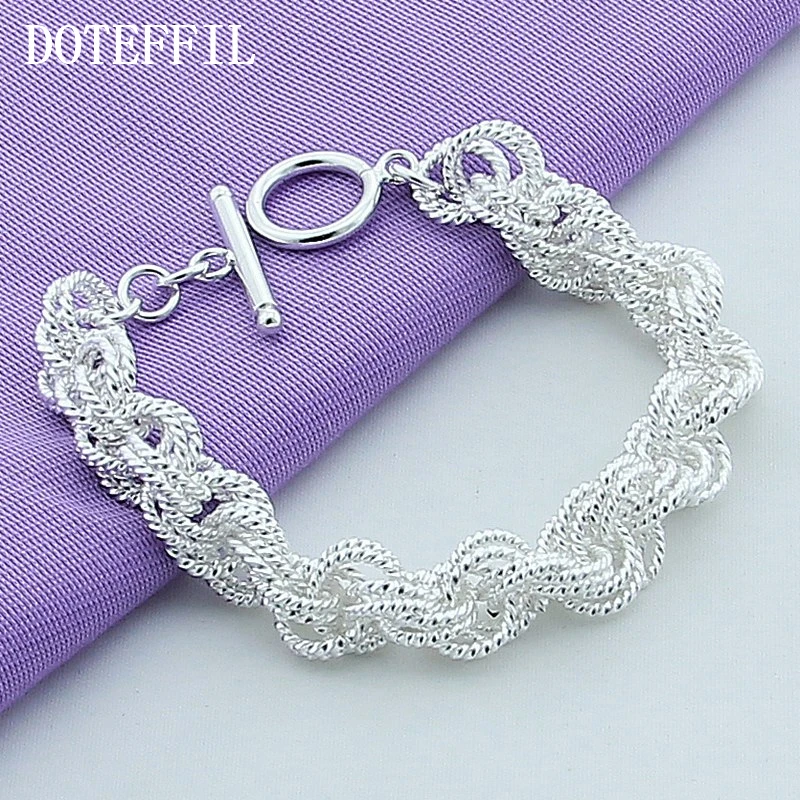 DOTEFFIL Brand Design 925 Sterling Silver Charm Bracelet Exquisite Jewelry Silver For Women Gift Party