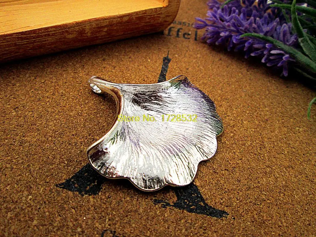 2pcs gingko leaf Charms  Silver plated gingko leaf charm pendant 54x55mm