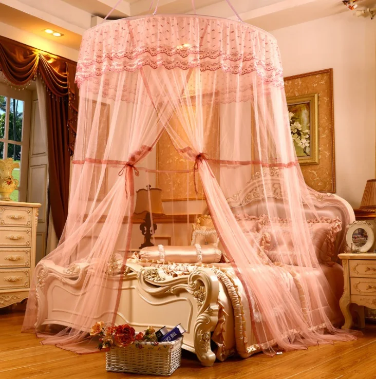 mylb Heightened Round Hoop Princess Pastoral Lace Bed Canopy Mosquito Net Fit Crib Netting Mosquito Net Bedroom Bed Home Decor