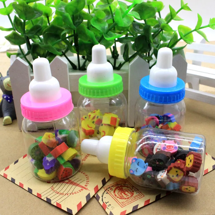 1 Pack Mini Cute Feeding Bottle Rubber Eraser For Kids Gift Children Student Learning Stationery Pencil Erasers Borracha Fofa