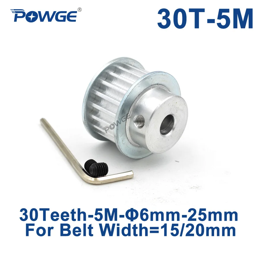 POWGE 30 Teeth HTD 5M Synchronous Pulley Bore 6/8/10/12/14/15/16/17/18/19/20mm for Width 15/20mm HTD5M Timing Belt 30Teeth 30T