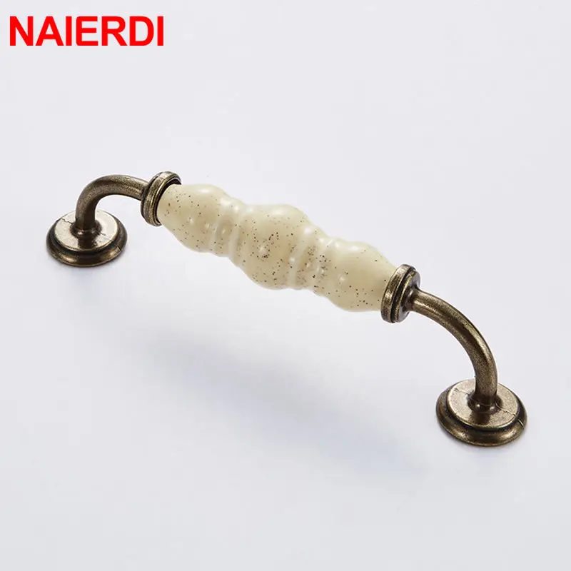 NAIERDI 128mm Gourd Crack Black Bronze Ceramic Cabinet Handles Zinc Alloy Drawer Knobs Wardrobe Door Handles Furniture Handle