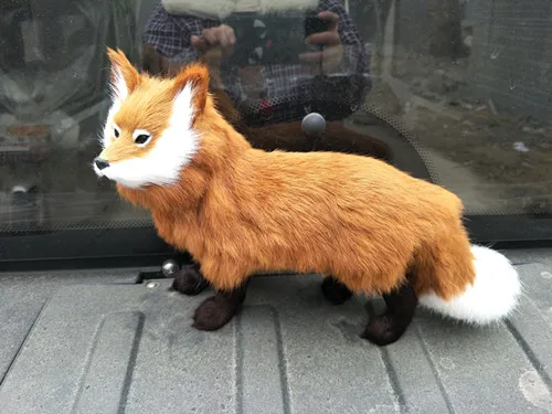 

new simulation brown fox toy resin&fur fox model gift about 35x23cm 2259