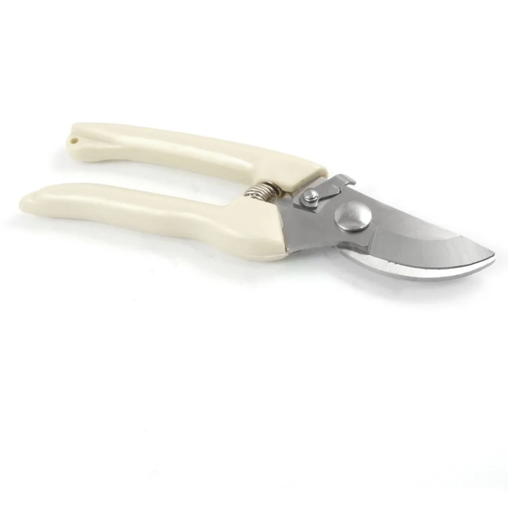 Garden Plant Folding Spring Loaded Pruning Shear Scissors Beige