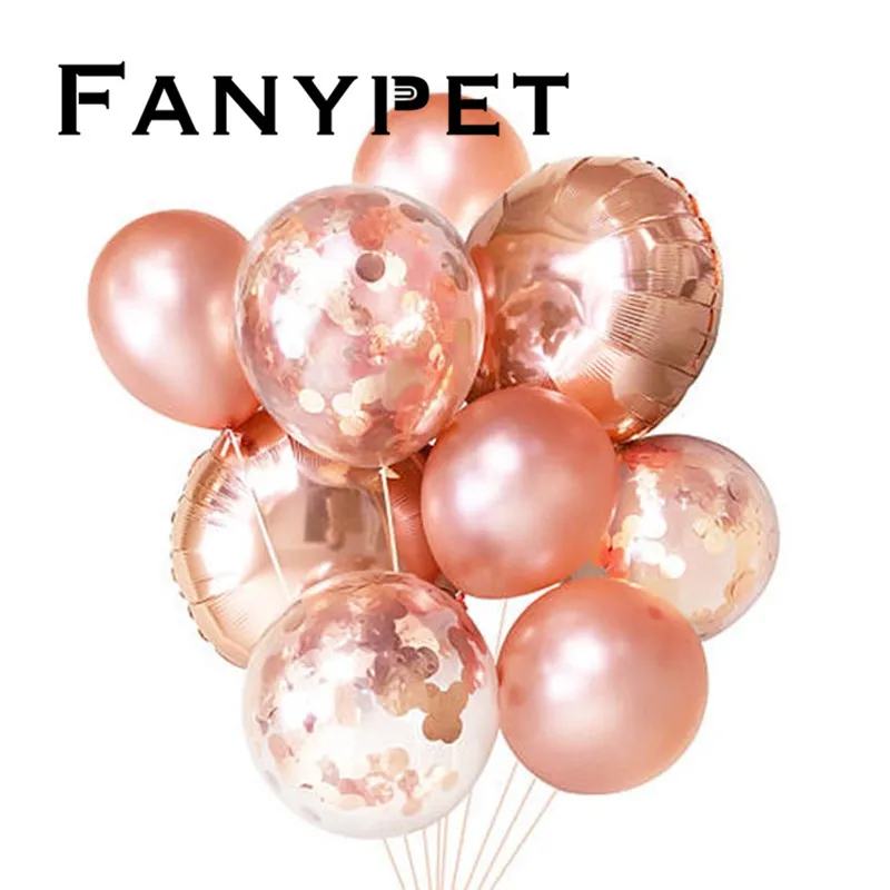 10pcs 12 Inch rose gold Confetti latex Balloons party decrations bachelorette bridal shower Wedding & Engagement Party Balloon