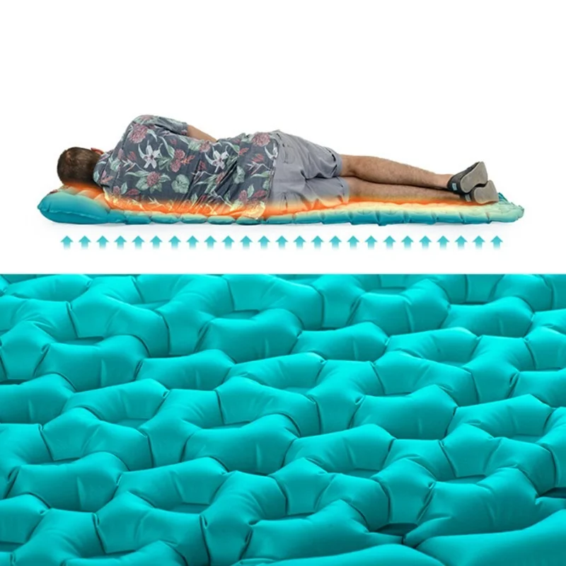 

1870*570*30mm Utral Light Portable Single Mattress Comfortable Egg Shape Moisture-proof Camping Mat With Pillow