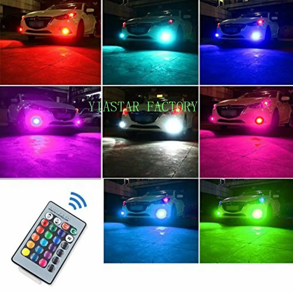 Yiastar 2X 27SMD multi-color RGB 5050 H11 H8 1156 3156 7440 H7 9006 9005 LED Replacement fog lights reversing lights with remote