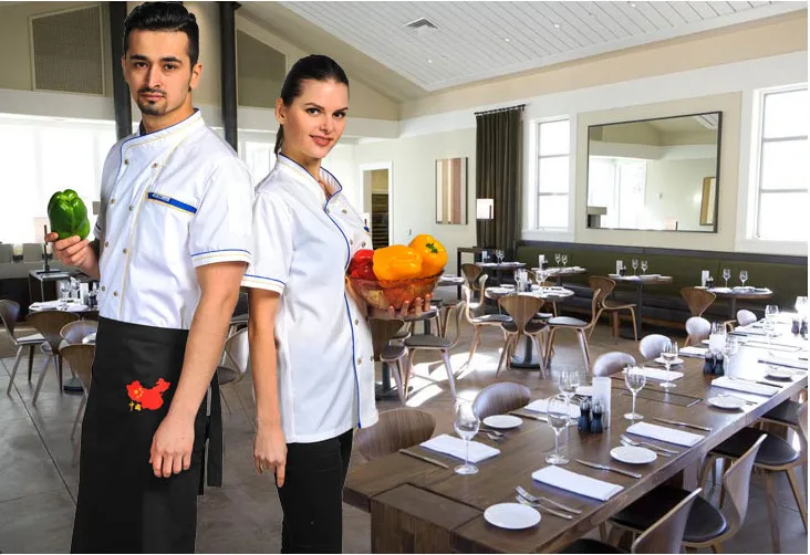 Nieuwe aankomen Zomer Korte mouwen Chef service Hotel werken dragen Restaurant werkkleding Tooling uniform Chef Jassen 3 kleur