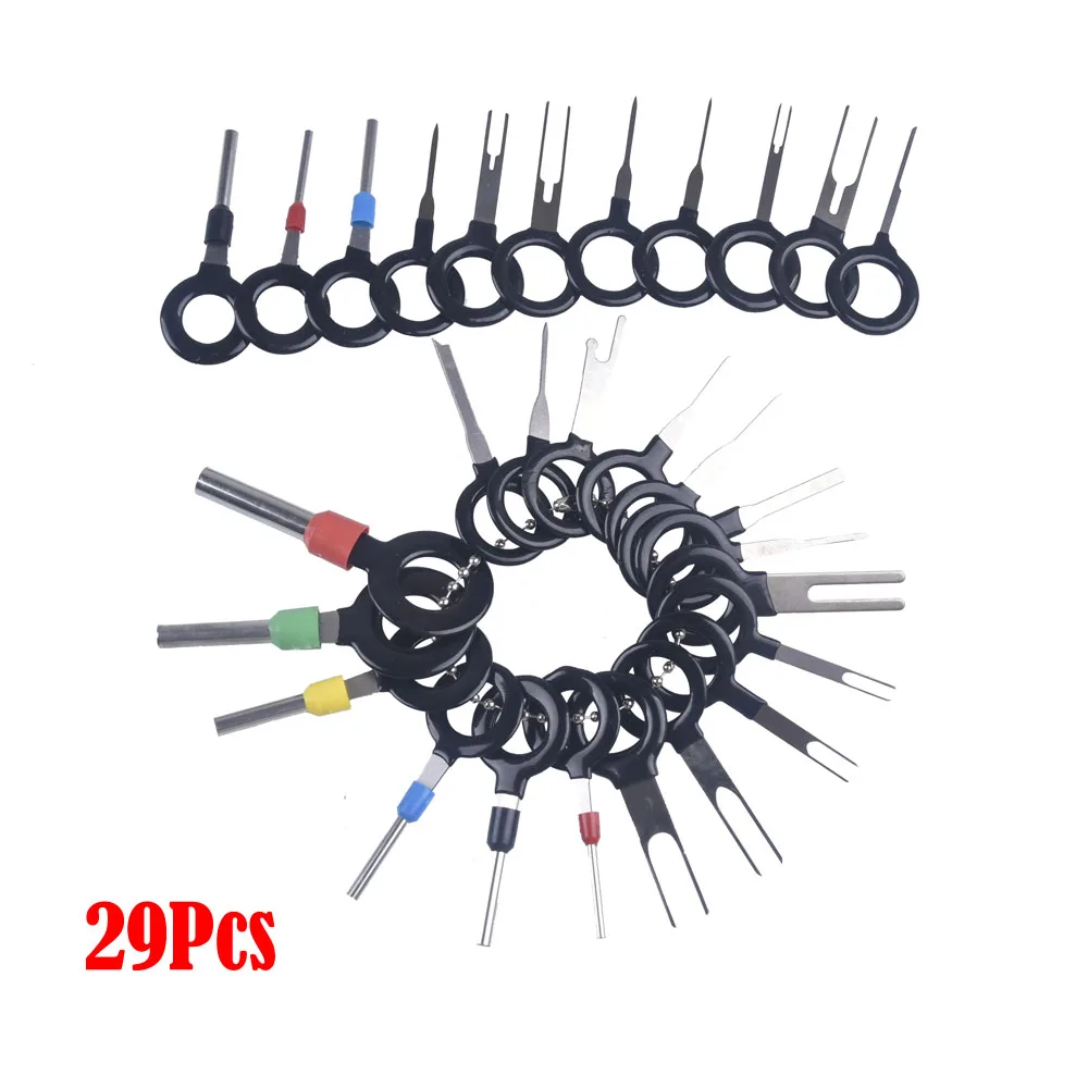 

21/26/29x Auto Car Plug Circuit Board Wire Harness Terminal Tools Extraction Disassembled Crimp Pin Back Needle Remove Tool Kit