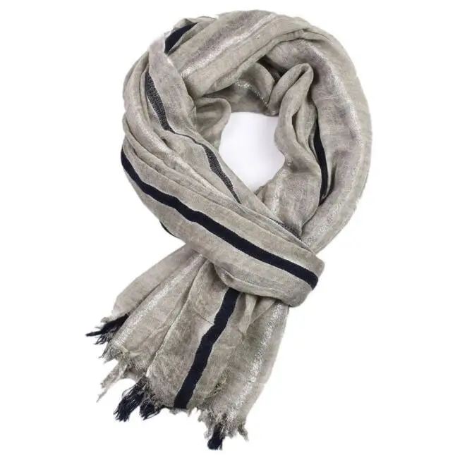 2019 European Unisex Style Winter Scarf Cotton Wrinkle Stripe long men\'s scarves shawl fashion gold glitter men scarf