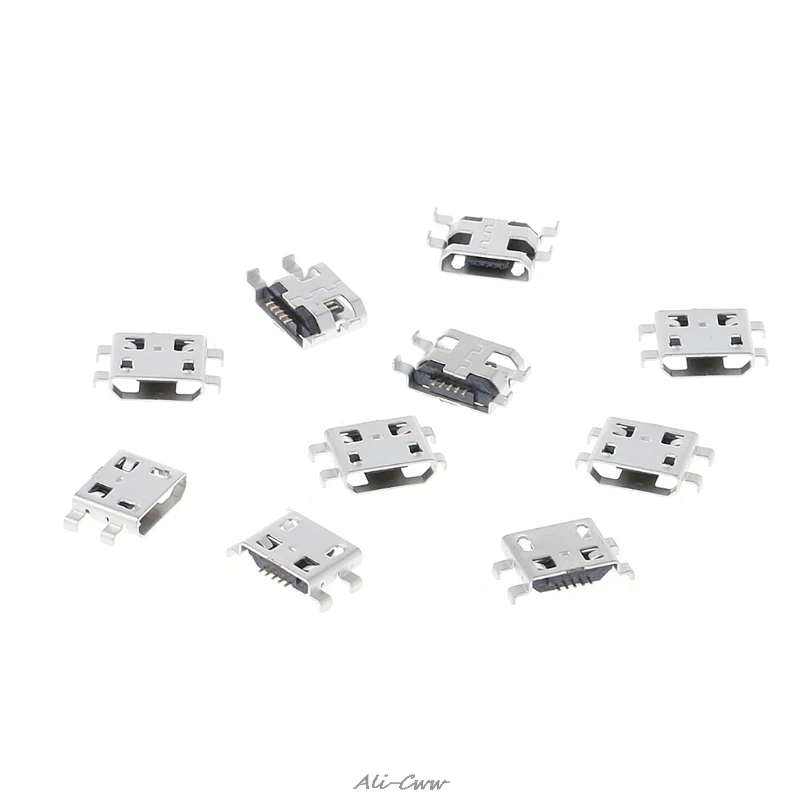 10 Pcs Type B Micro USB 5 Pin Female Charger Mount Jack Connector Port Socket