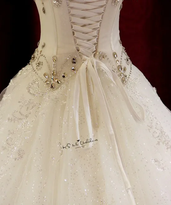 Crystals Wedding Gowns Plus Size Luxury Wedding Dress Princess Lace Vintage Bridal Dresses Corset Back Gelinlik Matrimonio Boda