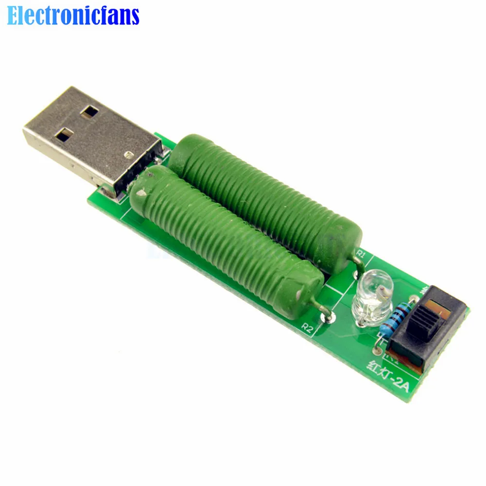 USB Discharge Load Resistance Power Resistors Mobile Power 2A/1A Testing Aging Resistor Module 2A Red 1A Green Led