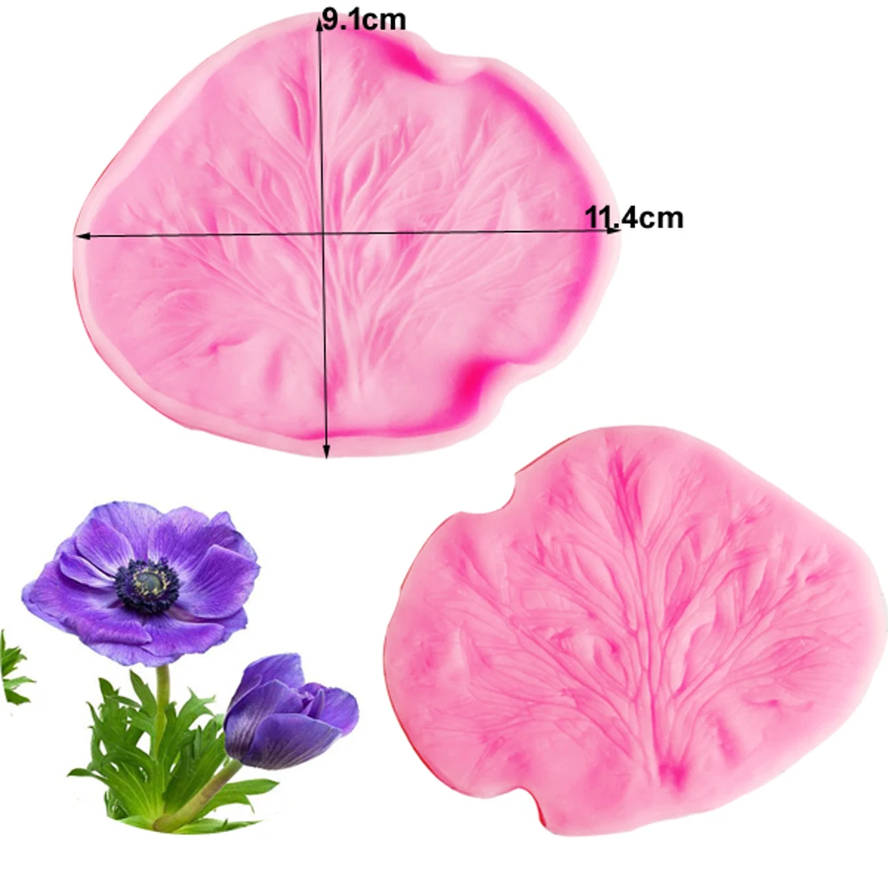 Anemone Flower Petal & Leaf &Cutter Silicone Mold Fondant Mould Cake Decorating Tools Chocolate Gumpaste,Sugarcraft Mold CS217