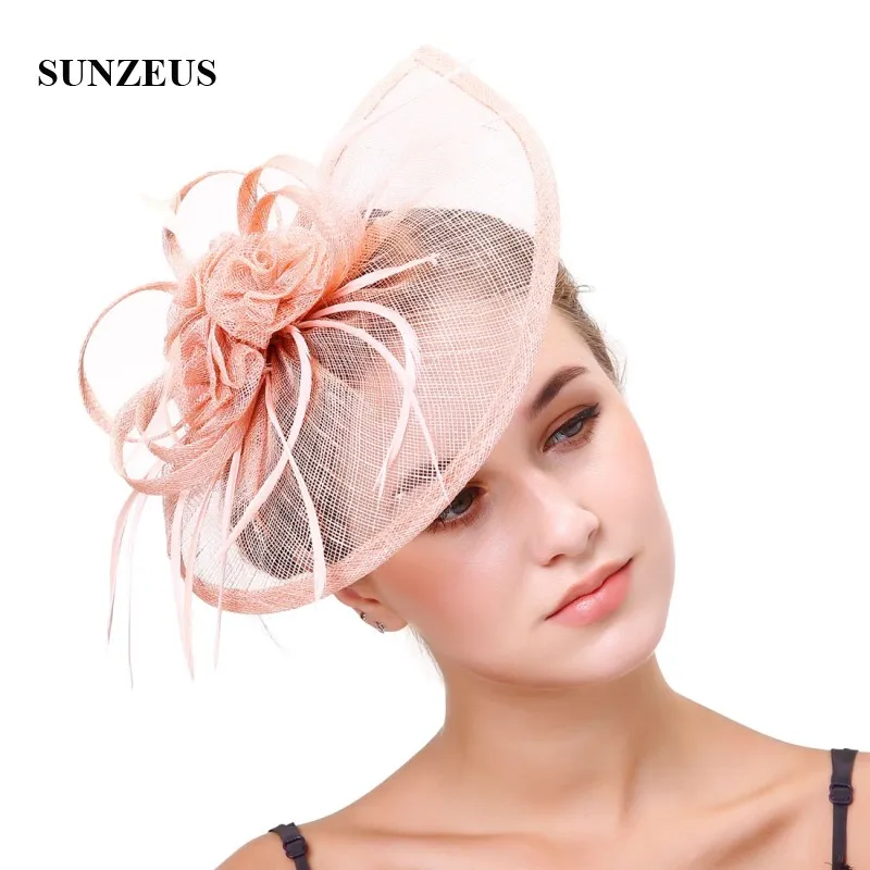 Linen Flowers Women's Hats Feathers Fascinators White Wedding Hair Hats Accessories sombrero mujer boda SH55