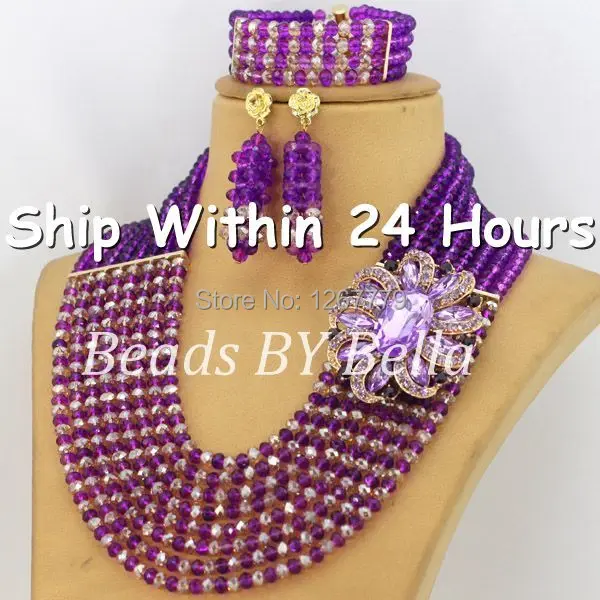 Free Shipping African Beads Jewelry Set Nigerian Wedding African Beads Jewelry Set Crystal African Jewelry Sets  ABJ176