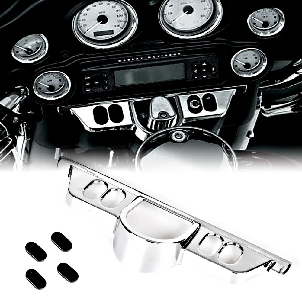 Chrome Switch Dash Panel Accent Cover For Harley Street Glide 06-13 Triks 09-13 Electra Glide 96-13 Models