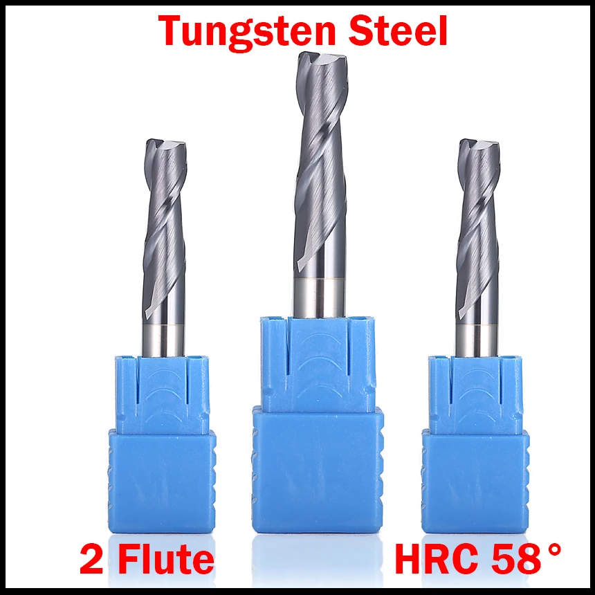 1mm 1.5mm 2mm 2.5mm 3mm OD Tungsten Carbide TiAIN Coated 2 Flute HRC58 CNC Cutting Tool Router Bit Milling Cutter Flat End Mill