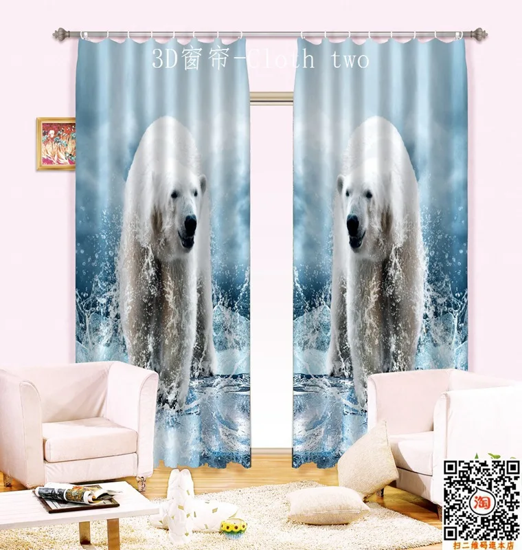 The New Luxury Hotel Curtains 3 D Printing All Polar Bear Curtain Shading Fierce Glacier