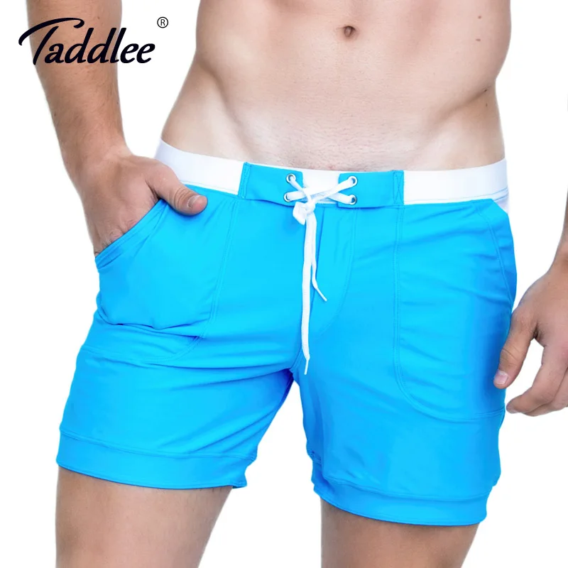 Taddlee Degli Uomini di Marca di Costumi Da Bagno Costumi Da Bagno Costume Da Bagno Sexy del Bordo Degli Uomini Beach Boxer shorts Surf Solido di