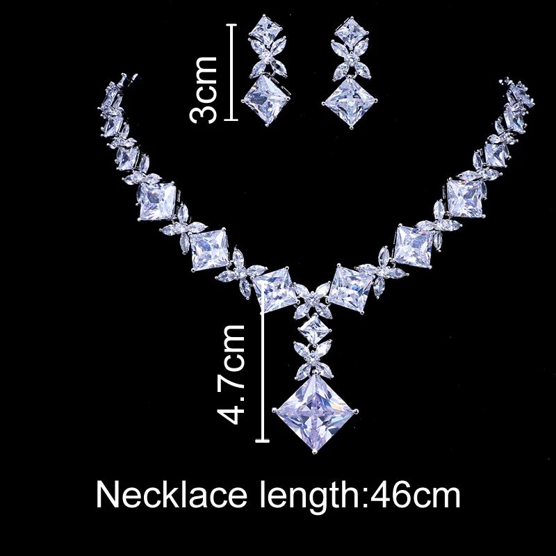 Emmaya Brand Cubic Zircon Bridal Jewelry Sets Silver Color Necklace Earrings Set Wedding Jewelry Parure Bijoux Femme Party