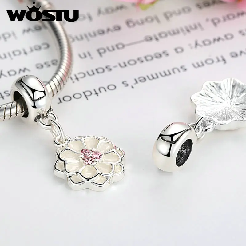 Hot Fashion Blooming Dahlia Charm Dangle Fit Original WST Bracelet Pendant Fashion Silver Plated DIY Jewelry Making