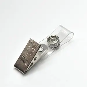 Pack of 40 Pcs Metal Clips with Clear Vinyl Straps/snaps for Id Badge Holder