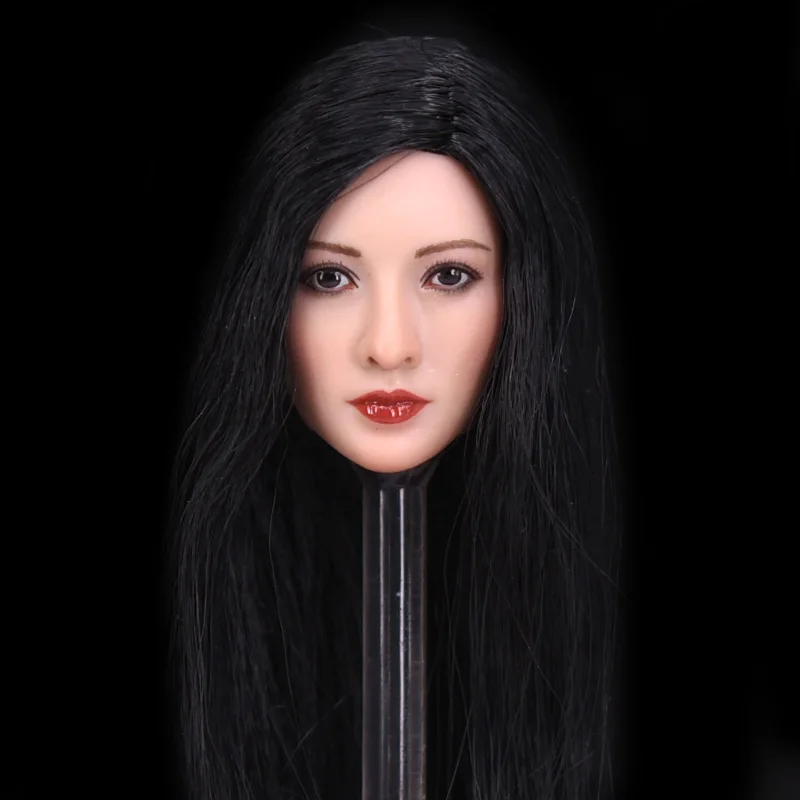 1/6 Scale Accessoires Asian Womens Head Sculpt for 12 Inches Female Bodies Similar to Liu Yifei Jing Tian Long Brown Curls Hair