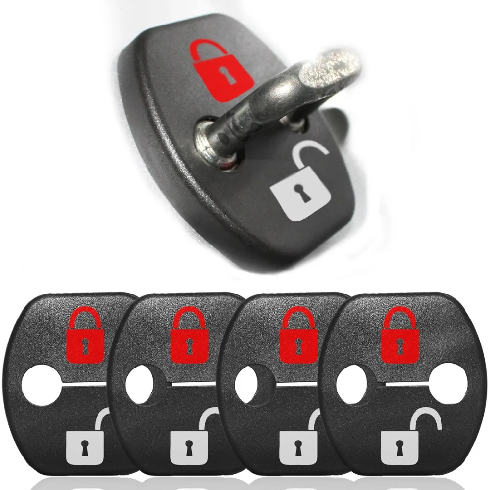 DIY Lock Sticker Car Door Lock Cover Fit For Nissan Maxima LEAF 370Z GT-R JUKE Pathfinder Armada Quest Note Combi 4pcs Per Set