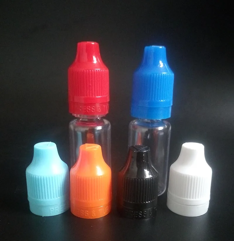 

plastic e juice oil bottle 10ml long thin tip tamper evident childproof cap empty PET eye Dropper bottles for e Liquid