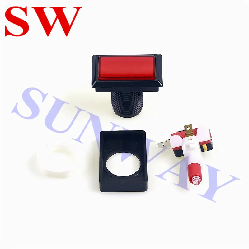 Interruptor de botón reatangle con luz indicadora, pulsador LED iluminado para Arcade, 50x33mm, 10 unids/lote