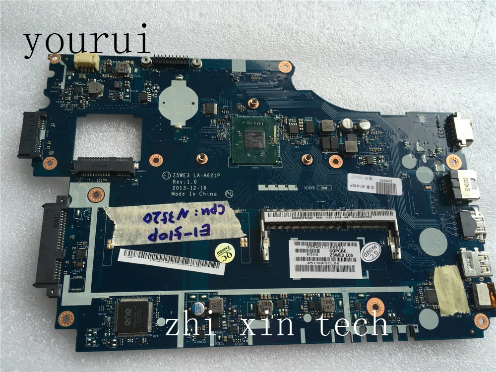 

Yourui для Acer aspire материнская плата E1-510 с ЦП N3520u Z5WE3 LA-A621P DDR3 тест все функции