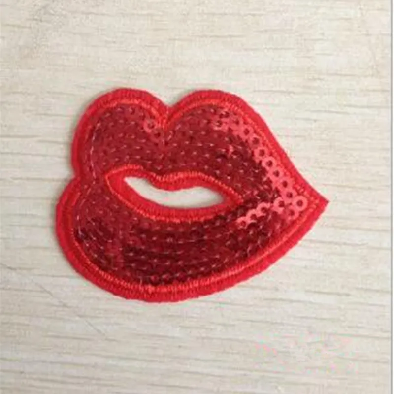 Embroidered iron on patches for clothes sequins patch Red Lips pineapple strawberry deal with it clothing DIY Motif Applique