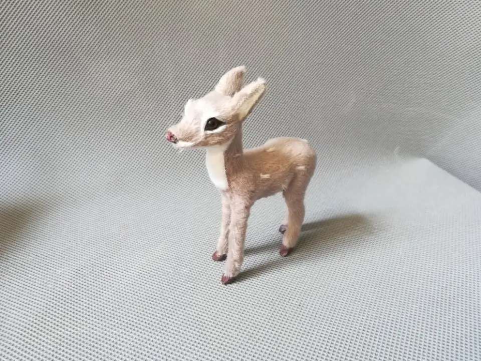 simulation deer plastic&fur gray sika deer model about 10x8cm ,home decoration toy gift w0787