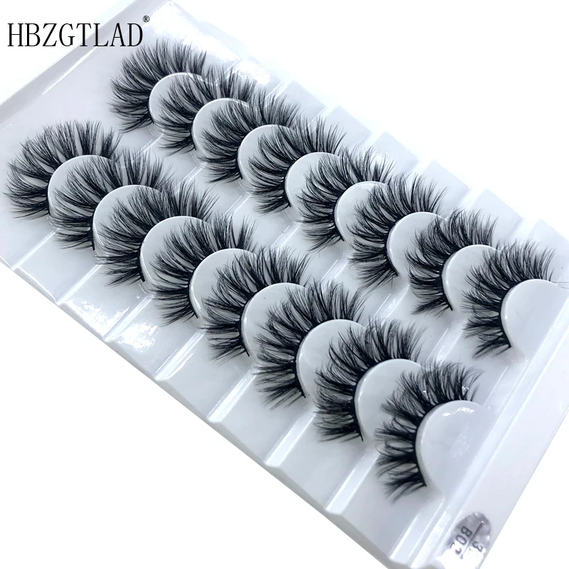 HBZGTLAD 8 Pairs 3D Mink Hair False Eyelashes Natural/Thick Long Eye Lashes Wispy Makeup Beauty Extension Tools