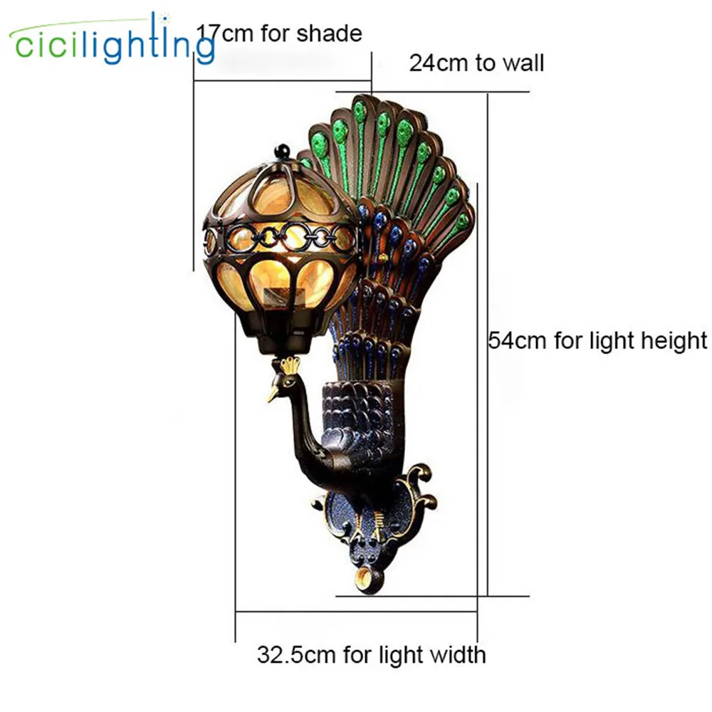 Outdoor Aluminum Globe Glass Shade Wall Lamp Fixture Waterproof Art Decorative Vintage Sconce Lighting Luminaire Home Stair Lamp