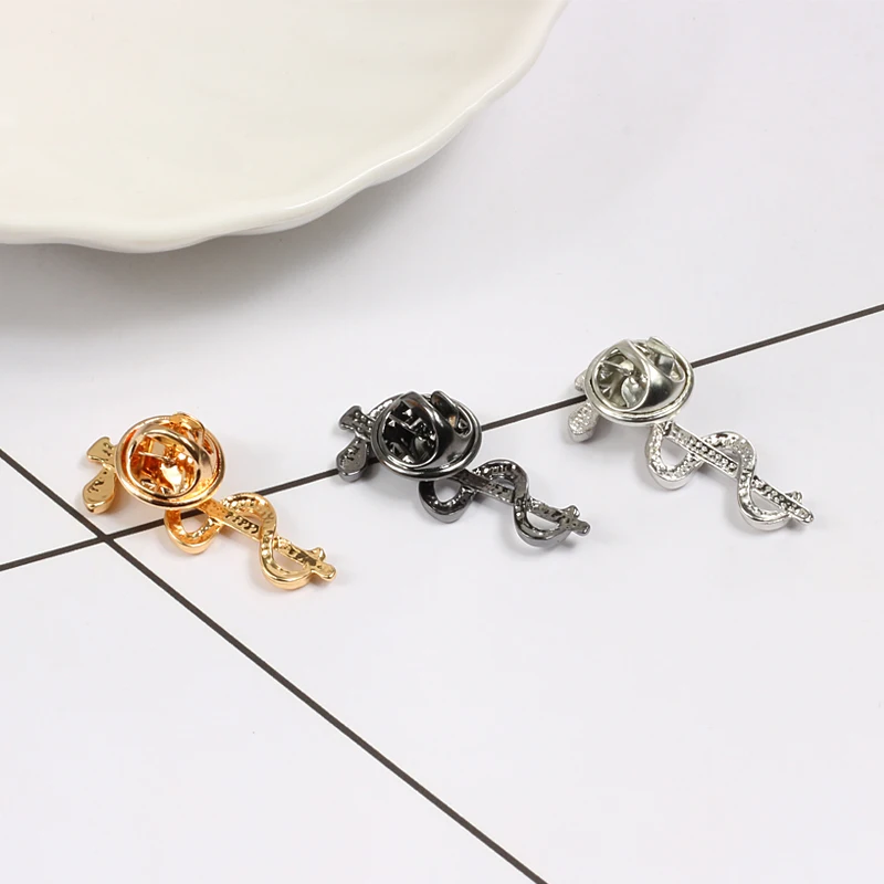 3 Colors Snake Stick Brooch Sliver Color Black World Health Organization WHO Logo Pin Badge for Doctor Nurse Lapel Jewelry Gifts