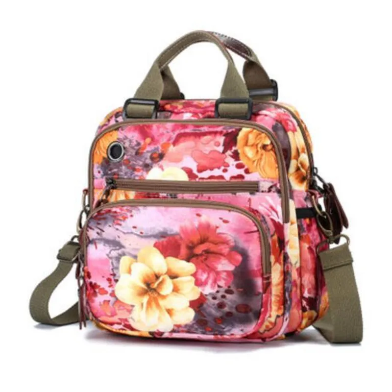 Backpacks woman 2024 pink New Multifunction Rose flowerBackpacks Harajuku style For Women Waterproof nylon Backpacks Mother bag
