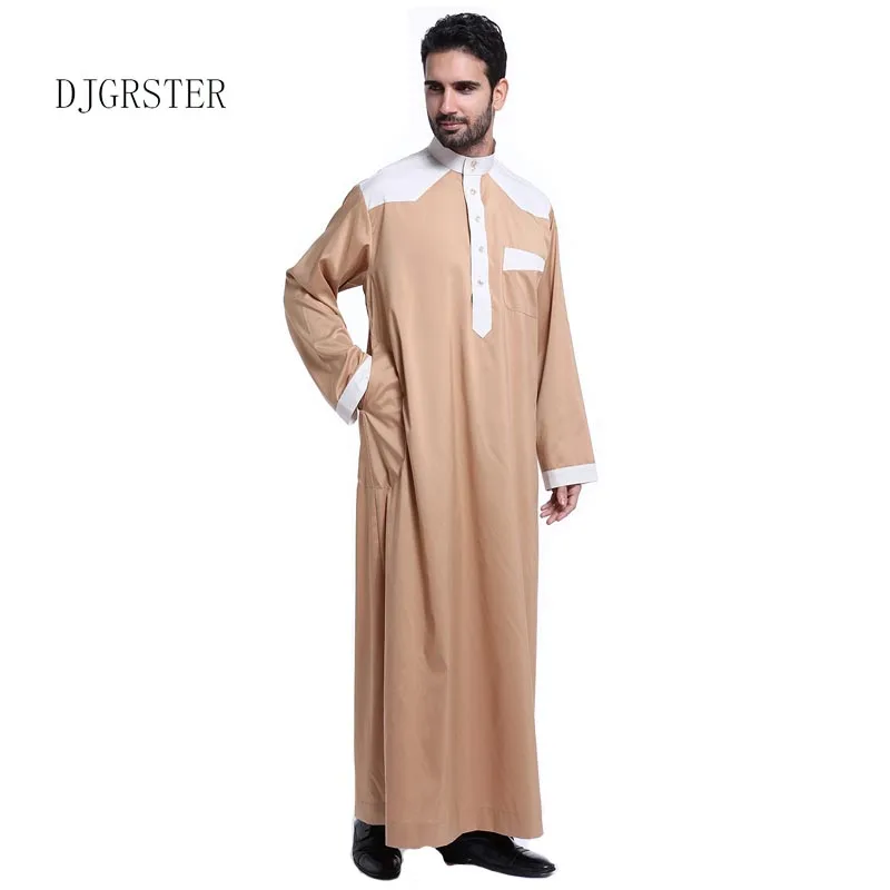 DJGRSTER-Ropa musulmana para hombre, Kaftan, Jubba, Thobe, Abaya blanca, árabe, islámica