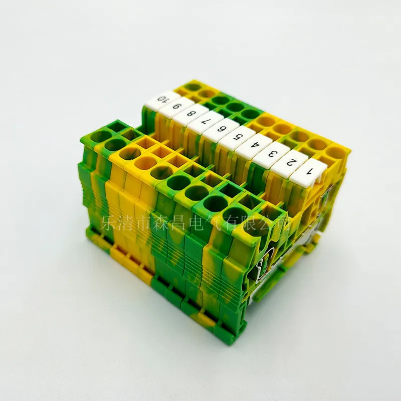 10pcs ST-1.5PE  Type Din Rail 4 Contacts Wiring Ground Earth Universal Spring Quick Connector Modular Terminal Block