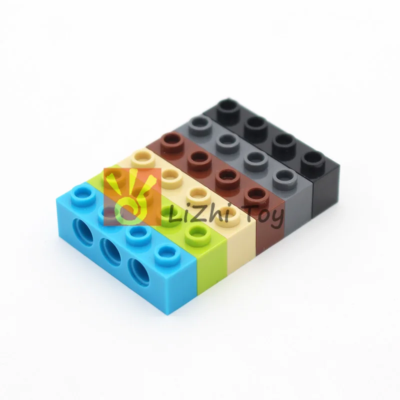 Technology Brick 1 x 4 with Holes Thick Bricks Model Building Blocks Parts Compatible 3701 Accessories Parts Mechanical Science