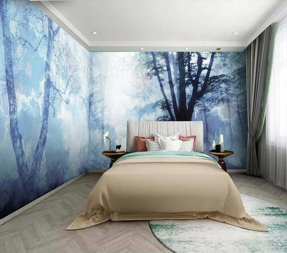 

Decorative wallpaper Mist forest scenery background wall