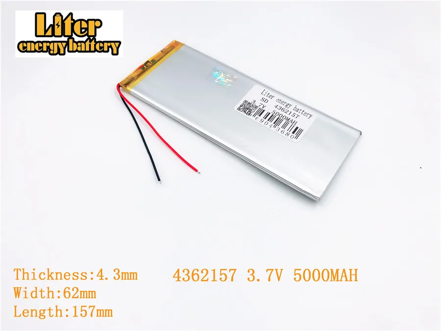 batería de la tableta 4362157   3.7V 5000MAH PARA batería recargable de polímero 3.7V 4362157   PLUG Batería de polímero de litio