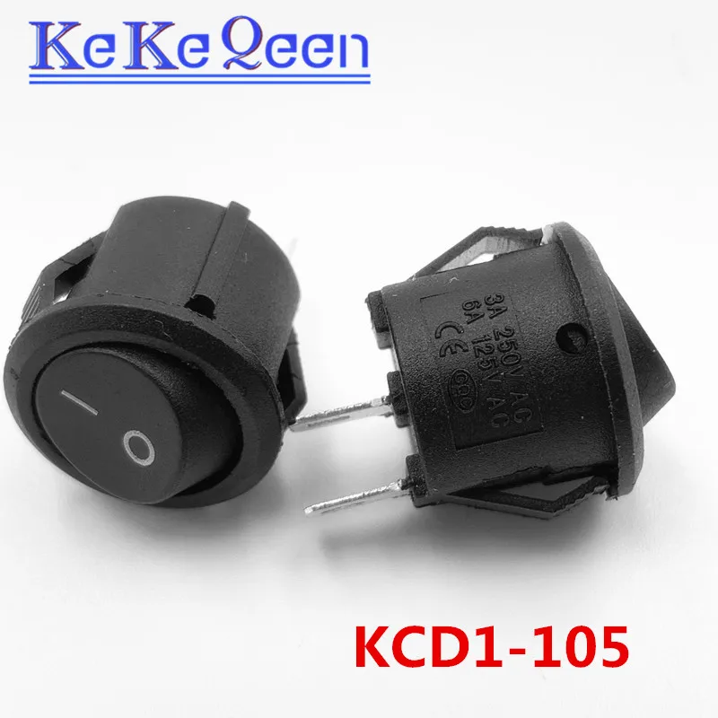 10PCS/LOT 16mm Diameter Small Round Boat Rocker Switches Black White Red Mini Round Black  2 Pin ON-OFF Rocker Switch