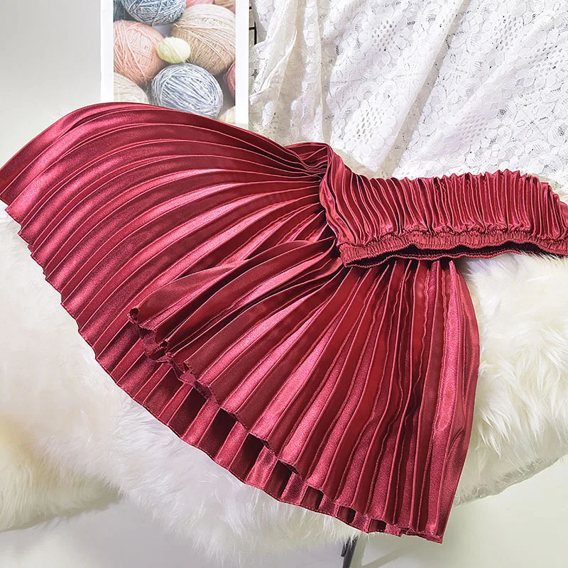 2024 Spring Women Long Pleated Skirt High Waist Women Long Skirt Female Autumn High Quality Women Maxi Skirt Vintage Saia