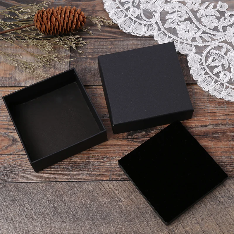 5Pcs/lot Custom Your Logo Kraft Box Paper Present Packaging Box Ring Earring Pendant Protection Christmas Gift Box 5x5cm