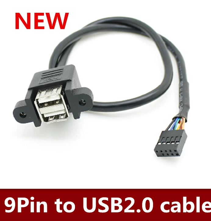 

NEW 5pcs/lot 9 pin to USB2.0 connecting line motherboard with screw holes 9Pin to USB2.0 two port line FREE SHIPPING