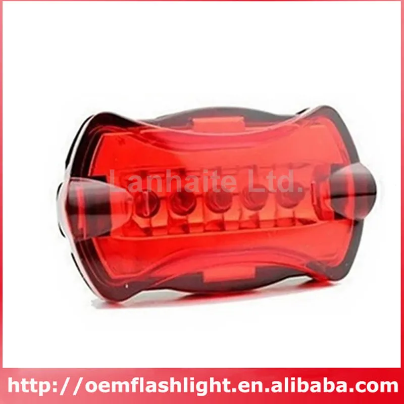 5 x LED 7-Mode Red Safety Bike Rear Light with Mount (2 x AAA) - Red
