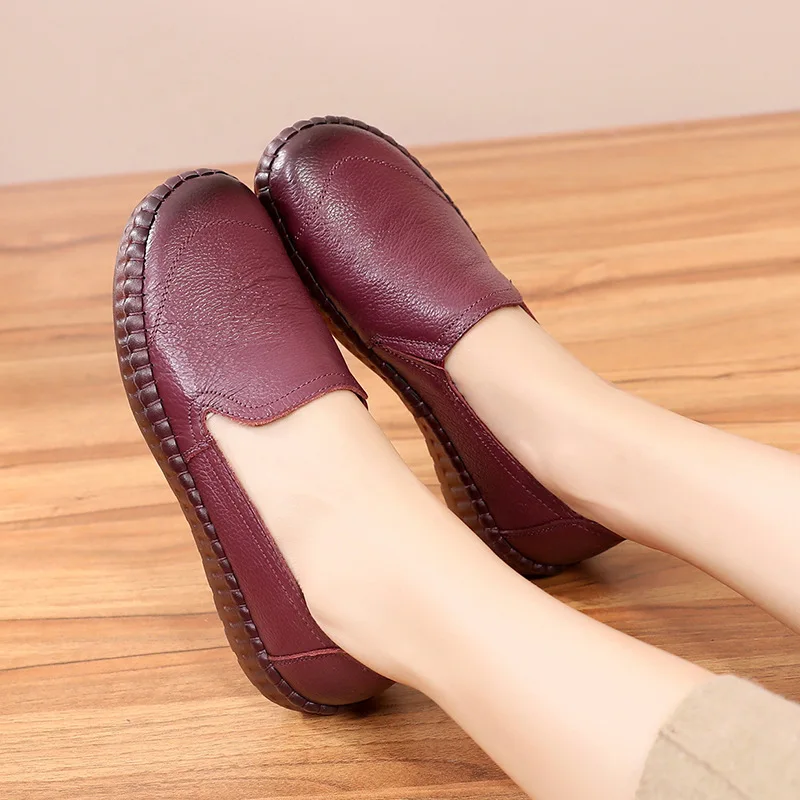 

2023 Women Loafers Patches stitching Flat Shoes Woman Summer Flats Soft Candy colors Genuine Leather Moccasins Loafers