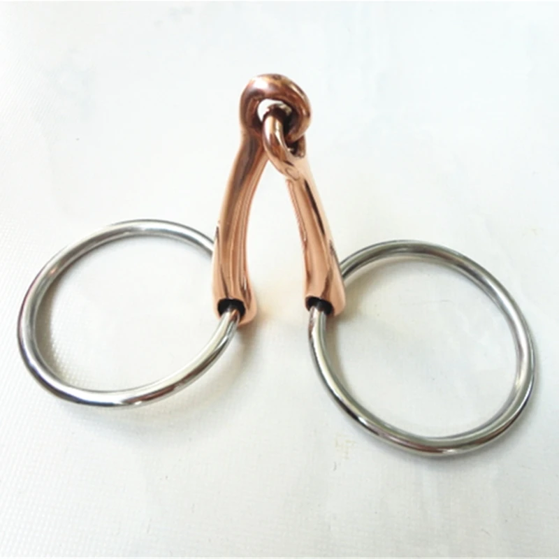 Aço inoxidável anel Snaffle Bits, cobre boca bit, equipamento de equitação, 5 em